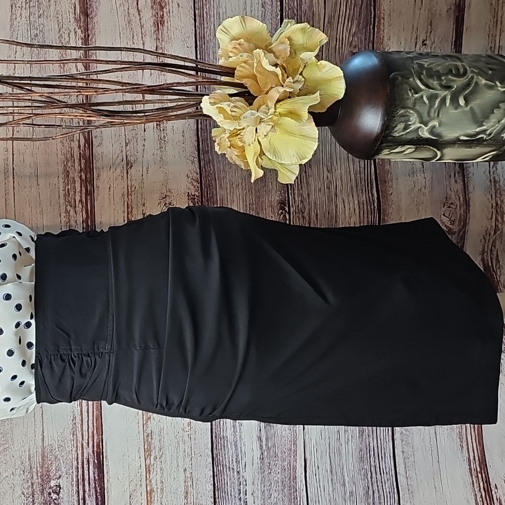 NWT LUCY PARIS BLACK GATHERED TIE WRAP PENCIL SKIRT - Picture 1 of 12